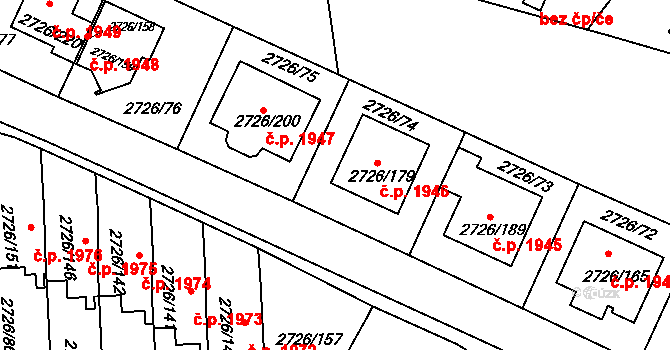 Tachov 1946 na parcele st. 2726/179 v KÚ Tachov, Katastrální mapa