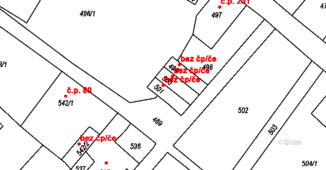 Děčín 40690385 na parcele st. 501 v KÚ Křešice u Děčína, Katastrální mapa