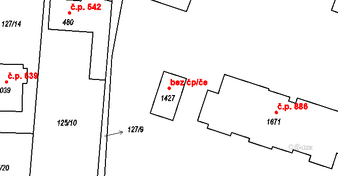 Ostrava 43010385 na parcele st. 1427 v KÚ Muglinov, Katastrální mapa