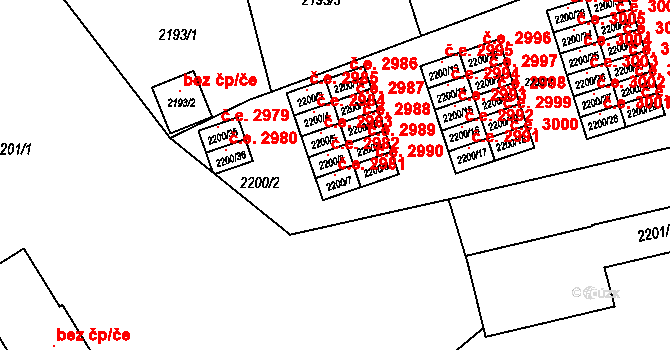 Prostřední Suchá 2981, Havířov na parcele st. 2200/7 v KÚ Prostřední Suchá, Katastrální mapa