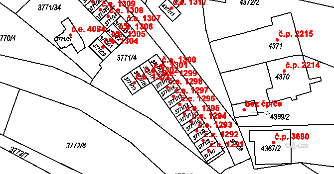Znojmo 1298 na parcele st. 3771/14 v KÚ Znojmo-město, Katastrální mapa