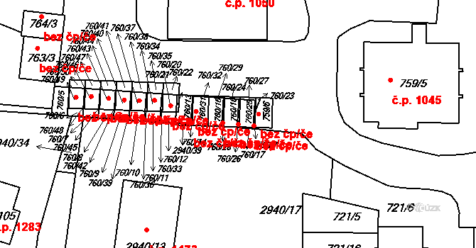 Sedlčany 48490385 na parcele st. 760/16 v KÚ Sedlčany, Katastrální mapa