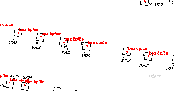Trutnov 48542385 na parcele st. 3706 v KÚ Trutnov, Katastrální mapa