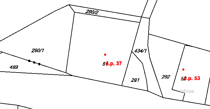 Dolní Bezděkov 37 na parcele st. 51 v KÚ Dolní Bezděkov, Katastrální mapa