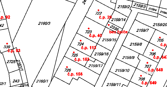 Skuteč 113 na parcele st. 724 v KÚ Skuteč, Katastrální mapa