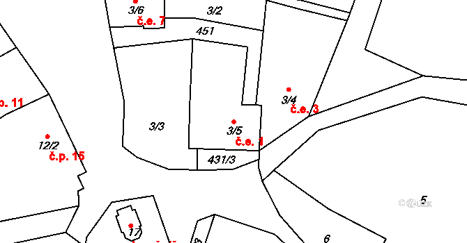 Humpolec 1, Sušice na parcele st. 3/5 v KÚ Humpolec u Sušice, Katastrální mapa