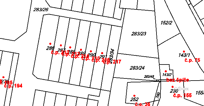 Malá Skalice 217, Česká Skalice na parcele st. 291 v KÚ Malá Skalice, Katastrální mapa