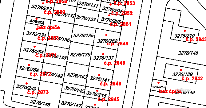 Louny 2848 na parcele st. 3276/137 v KÚ Louny, Katastrální mapa