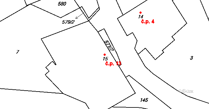 Kobylí Hlava 13, Golčův Jeníkov na parcele st. 15 v KÚ Kobylí Hlava, Katastrální mapa