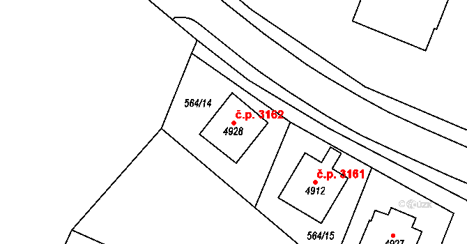 Havlíčkův Brod 3162 na parcele st. 4928 v KÚ Havlíčkův Brod, Katastrální mapa