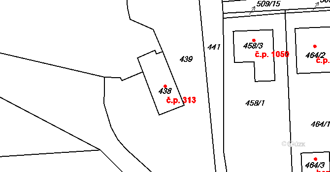 Pohořelice 313 na parcele st. 438 v KÚ Pohořelice nad Jihlavou, Katastrální mapa