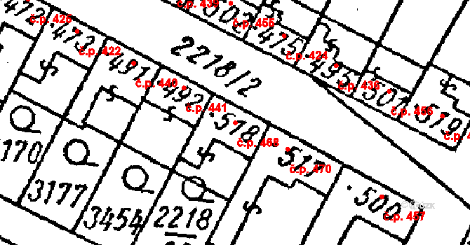Tvrdonice 468 na parcele st. 518 v KÚ Tvrdonice, Katastrální mapa