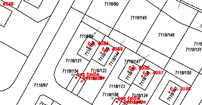 Mělník 4355 na parcele st. 7118/155 v KÚ Mělník, Katastrální mapa