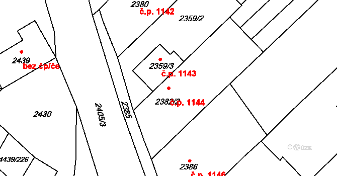 Rakšice 1144, Moravský Krumlov na parcele st. 2382/2 v KÚ Moravský Krumlov, Katastrální mapa
