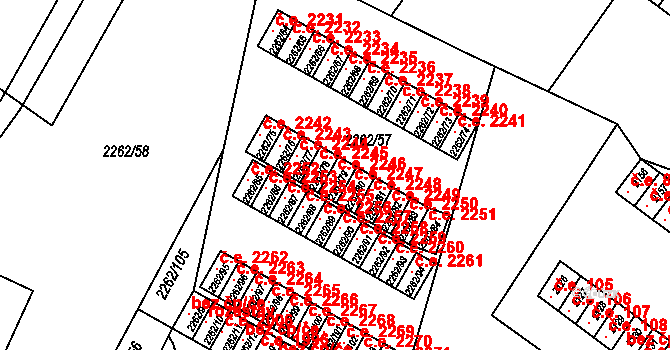 Jirkov 2246 na parcele st. 2262/79 v KÚ Jirkov, Katastrální mapa