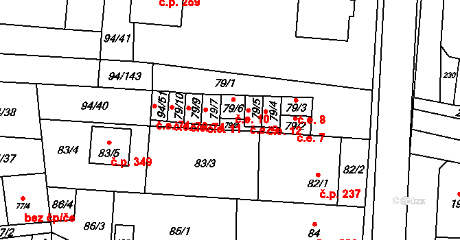 Kobylnice 10 na parcele st. 79/6 v KÚ Kobylnice u Brna, Katastrální mapa
