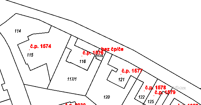 Děčín 145779386 na parcele st. 117/2 v KÚ Podmokly, Katastrální mapa