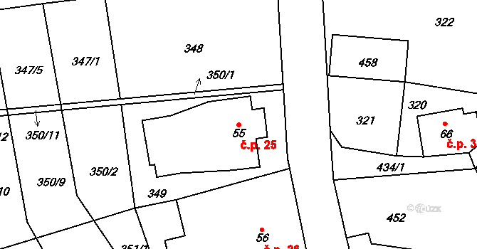 Víska 25, Višňová na parcele st. 55 v KÚ Víska u Frýdlantu, Katastrální mapa