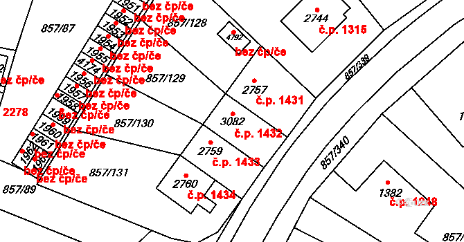 Blansko 1432 na parcele st. 3082 v KÚ Blansko, Katastrální mapa