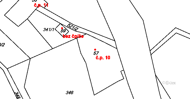 Malá Lhota 10, Libošovice na parcele st. 57 v KÚ Rytířova Lhota, Katastrální mapa