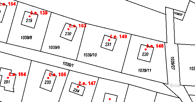 Čeřenice 149, Sázava na parcele st. 231 v KÚ Čeřenice, Katastrální mapa