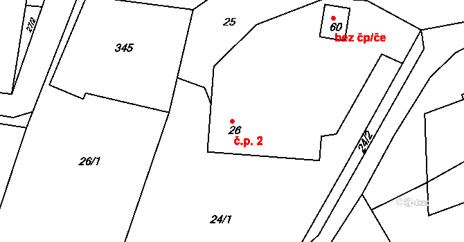 Jasinov 2, Letovice na parcele st. 26 v KÚ Jasinov, Katastrální mapa