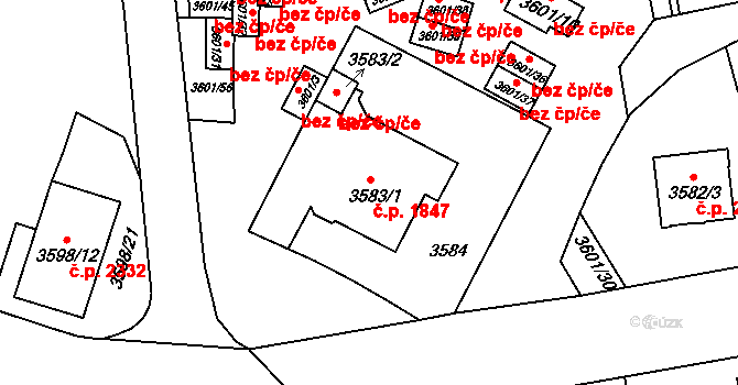 Teplice 1847 na parcele st. 3583/1 v KÚ Teplice, Katastrální mapa