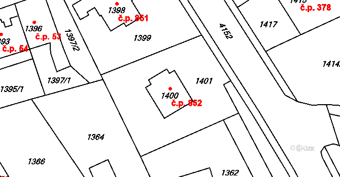 Jablunkov 852 na parcele st. 1400 v KÚ Jablunkov, Katastrální mapa