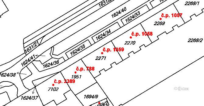 Cheb 1059 na parcele st. 2271 v KÚ Cheb, Katastrální mapa