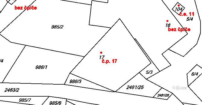 Matějovec 17, Český Rudolec na parcele st. 17 v KÚ Matějovec, Katastrální mapa