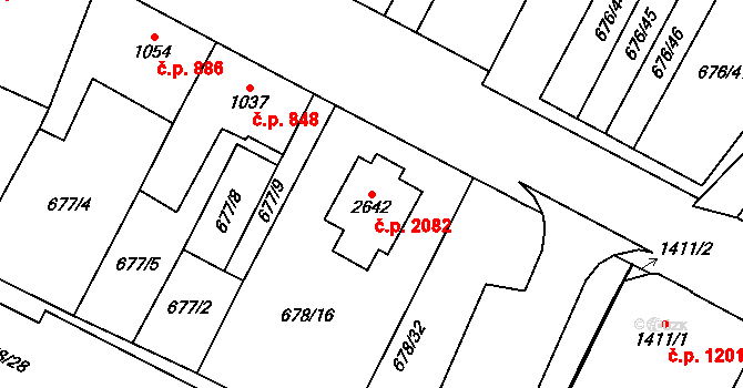 Dvůr Králové nad Labem 2082 na parcele st. 2642 v KÚ Dvůr Králové nad Labem, Katastrální mapa