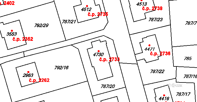 Dvůr Králové nad Labem 2733 na parcele st. 4730 v KÚ Dvůr Králové nad Labem, Katastrální mapa