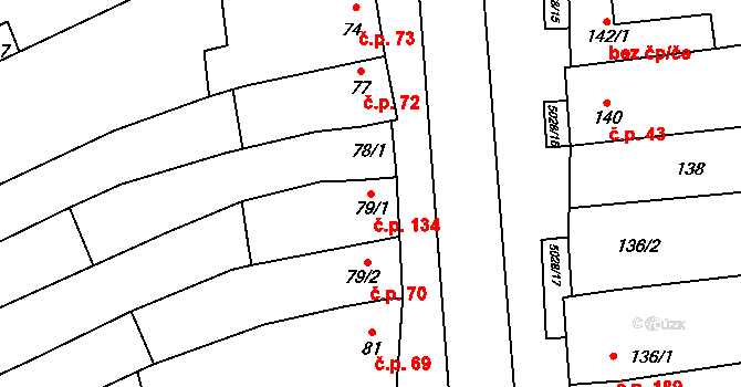 Suchov 134 na parcele st. 79/1 v KÚ Suchov, Katastrální mapa