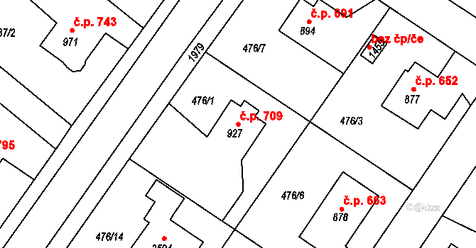 Vrchlabí 709 na parcele st. 927 v KÚ Vrchlabí, Katastrální mapa