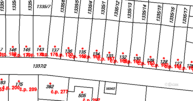 Němčice 167, Ivančice na parcele st. 134 v KÚ Němčice u Ivančic, Katastrální mapa
