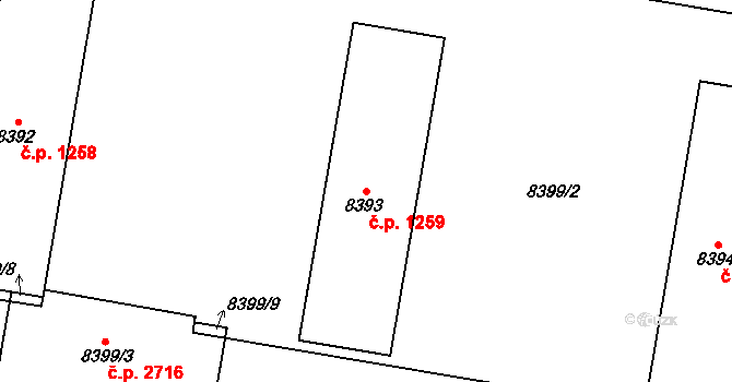 Jižní Předměstí 1259, Plzeň na parcele st. 8393 v KÚ Plzeň, Katastrální mapa