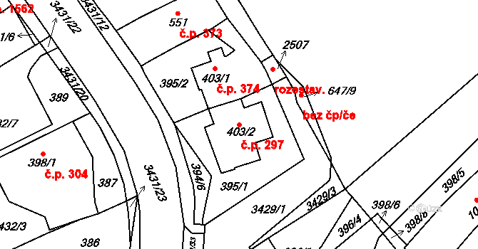 Česká Třebová 297 na parcele st. 403/2 v KÚ Česká Třebová, Katastrální mapa