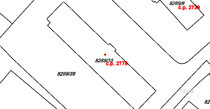 Jižní Předměstí 2778, Plzeň na parcele st. 8289/10 v KÚ Plzeň, Katastrální mapa