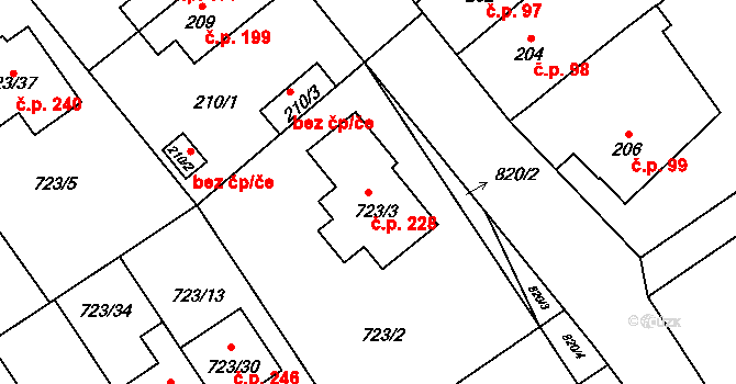 Přerov IV-Kozlovice 228, Přerov na parcele st. 723/3 v KÚ Kozlovice u Přerova, Katastrální mapa