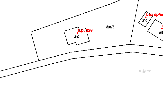 Martinice v Krkonoších 228 na parcele st. 432 v KÚ Martinice v Krkonoších, Katastrální mapa