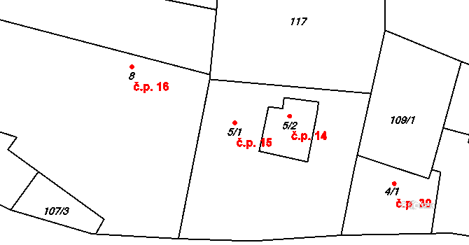 Pecerady 15, Týnec nad Sázavou na parcele st. 5/1 v KÚ Pecerady, Katastrální mapa