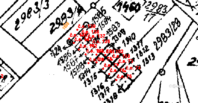 Květná 101, Strání na parcele st. 1309 v KÚ Strání, Katastrální mapa
