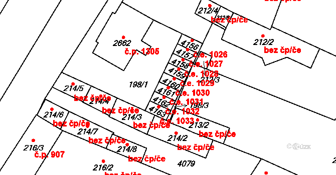 Kyjov 1031 na parcele st. 4161 v KÚ Kyjov, Katastrální mapa