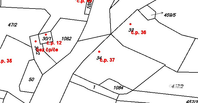 Krašovice 37, Čížová na parcele st. 34 v KÚ Krašovice u Čížové, Katastrální mapa