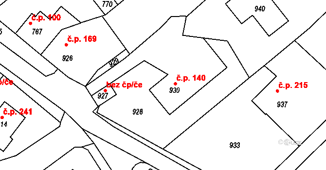 Velká Losenice 140 na parcele st. 930/1 v KÚ Velká Losenice, Katastrální mapa