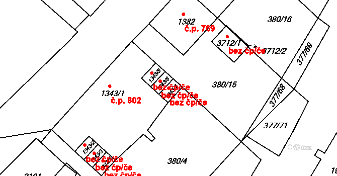 Sušice 39177386 na parcele st. 1343/7 v KÚ Sušice nad Otavou, Katastrální mapa