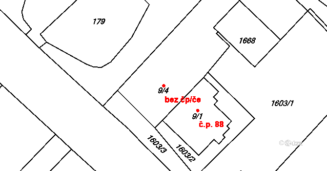 Třinec 40183386 na parcele st. 9/4 v KÚ Nebory, Katastrální mapa