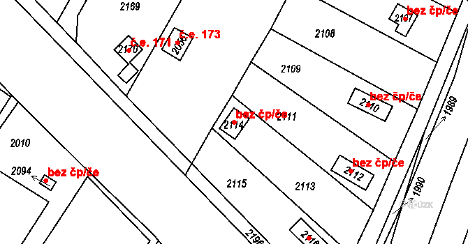 Křimice 267, Plzeň na parcele st. 2114 v KÚ Křimice, Katastrální mapa