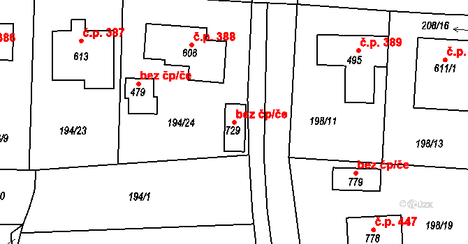 Nechanice 40287386 na parcele st. 729 v KÚ Nechanice, Katastrální mapa