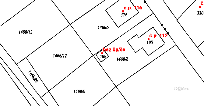 Vršovice 43823386 na parcele st. 186 v KÚ Vršovice u Opavy, Katastrální mapa